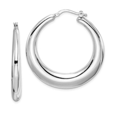 Image of 38mm Sterling Silver Polished Rhodium Plated Hollow Hoop Earrings QE8340