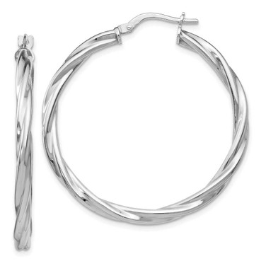 Image of 36mm Sterling Silver Polished Twisted Hinged Hoop Earrings QLE267