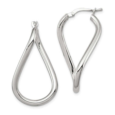 Image of 28mm Sterling Silver Polished Twisted Hoop Earrings QE8244