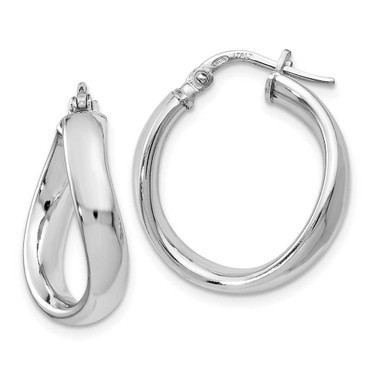 Image of 19mm Sterling Silver Polished Twisted Hoop Earrings QLE254