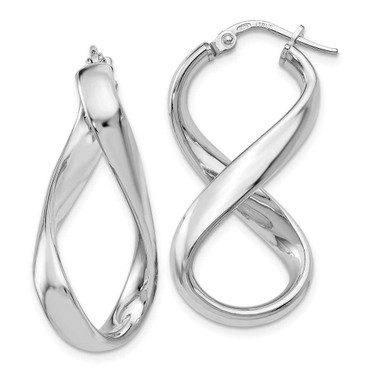 Image of 34mm Sterling Silver Polished Twisted Hoop Earrings QLE256