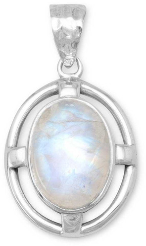 Image of Sterling Silver Rainbow Moonstone Pendant
