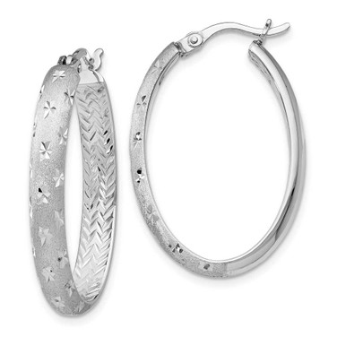 Image of 39mm Sterling Silver Rhodium In/Out Shiny-Cut Oval Earrings