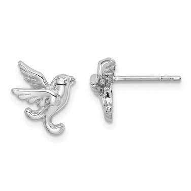 Image of 13mm Sterling Silver Rhodium Plated Bird Stud Post Earrings