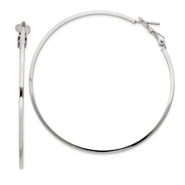 Image of 62mm Sterling Silver Rhodium Plated Hinged Earrings QE8108