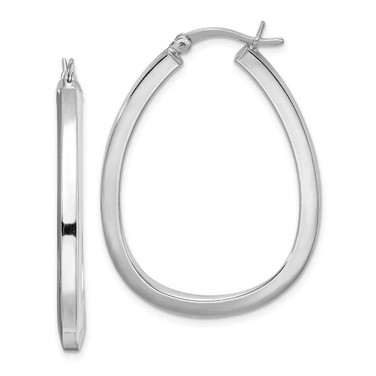 Image of 38mm Sterling Silver Rhodium Plated Oval Hoop Earrings QE8275