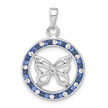 Image of Sterling Silver Rhodium Plated Stellux Crystal Butterfly Pendant