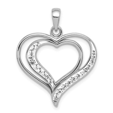 Image of Sterling Silver Rhodium Plated Stellux Synthetic Crystal Heart Pendant