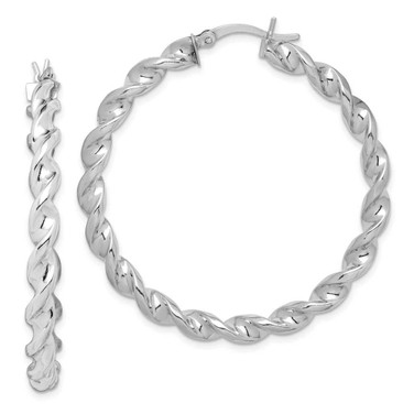 Image of 39mm Sterling Silver Rhodium Plated Twist 45mm Hoop Earrings