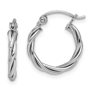 Image of 15mm Sterling Silver Rhodium Plated Twisted Hoop Earrings QE8355