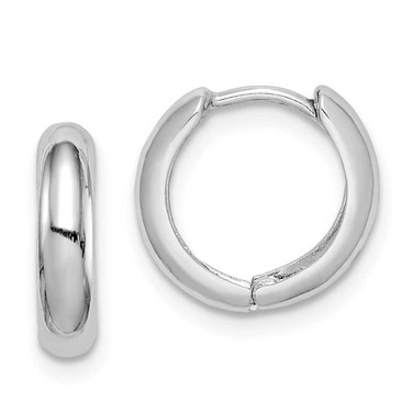 Image of 13mm Sterling Silver Rhodium Polished Hinged Hoop Earrings QE8492