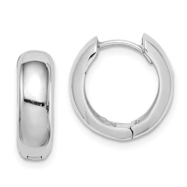 Image of 13mm Sterling Silver Rhodium Polished Hinged Hoop Earrings QE8493