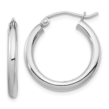 Image of 22mm Sterling Silver Rhodium-Plated 2.5mm Round Hoop Earrings QE4384