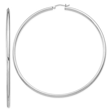 Image of 82mm Sterling Silver Rhodium-Plated 2.5mm Round Hoop Earrings QE4395