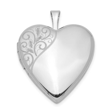 Image of Sterling Silver Rhodium-plated 20mm Polished Swirl Heart Locket Pendant