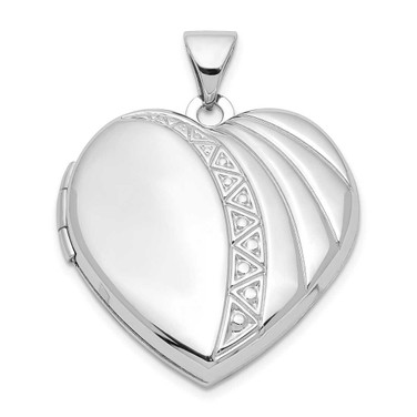 Image of Sterling Silver Rhodium-plated 21mm Heart Locket Pendant