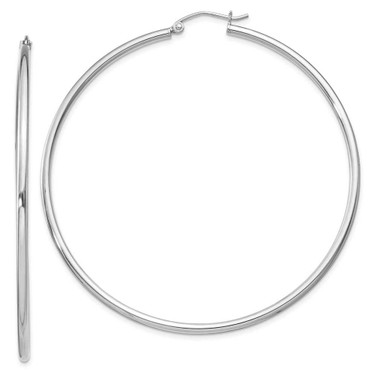 Image of 63mm Sterling Silver Rhodium-Plated 2mm Hoop Earrings QE4378