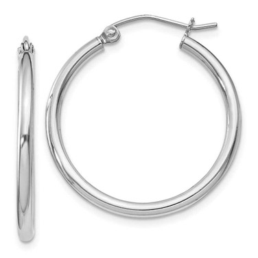 Image of 27mm Sterling Silver Rhodium-Plated 2mm Round Hoop Earrings QE800