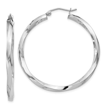 Image of 41mm Sterling Silver Rhodium-Plated 3.00mm Twisted Hoop Earrings QE4587