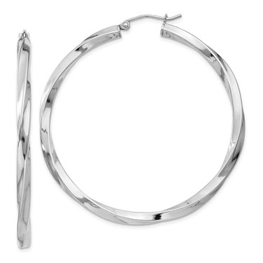 Image of 52mm Sterling Silver Rhodium-Plated 3mm Polished Twisted Hoop Earrings QE4589 Image of 52mm Sterling Silver Rhodium-Plated 3mm Polished Twisted Hoop Earrings QE4589