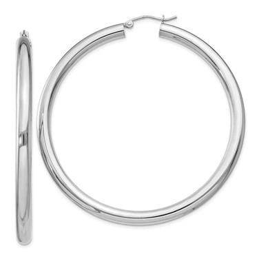 Image of 62mm Sterling Silver Rhodium-Plated 4mm Round Hoop Earrings QE4404