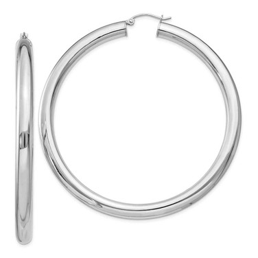 Image of 67mm Sterling Silver Rhodium-Plated 5mm Polished Hoop Earrings QE4411