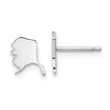 Image of 8.15mm Sterling Silver Rhodium-Plated Alaska AK Small State Stud Earrings