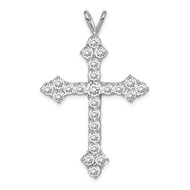 Image of Sterling Silver Rhodium-Plated CZ Cross Pendant QC3317