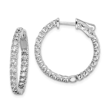 Image of 23mm Sterling Silver Rhodium-Plated CZ In and Out Hinged Hoop Earrings QE7953
