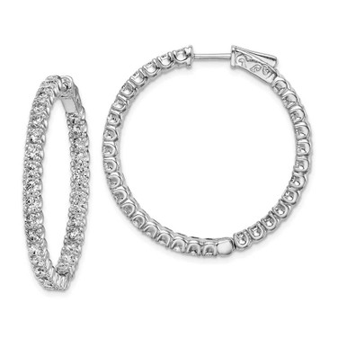Image of 32mm Sterling Silver Rhodium-Plated CZ In and Out Hinged Hoop Earrings QE7960