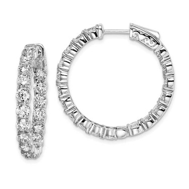 Image of 27mm Sterling Silver Rhodium-Plated CZ In and Out Hinged Hoop Earrings QE7966