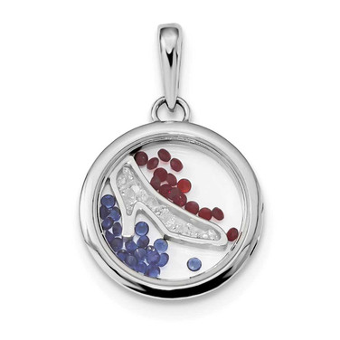 Image of Sterling Silver Rhodium-plated High Heel Shoe & Floating Beads Pendant