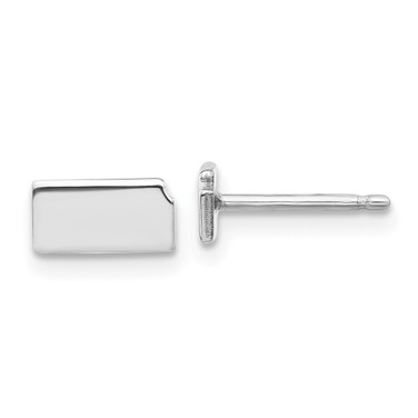 Image of 4.24mm Sterling Silver Rhodium-Plated Kansas KS Small State Stud Earrings