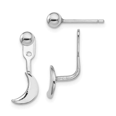 Image of Sterling Silver Rhodium-Plated Moon Jackets w/ 4mm Ball Post Earrings