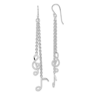 Image of 74mm Sterling Silver Rhodium-Plated Musical Notes Dangle Earrings