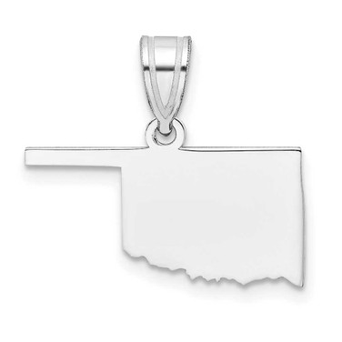 Image of Sterling Silver Rhodium-plated Oklahoma OK State Pendant