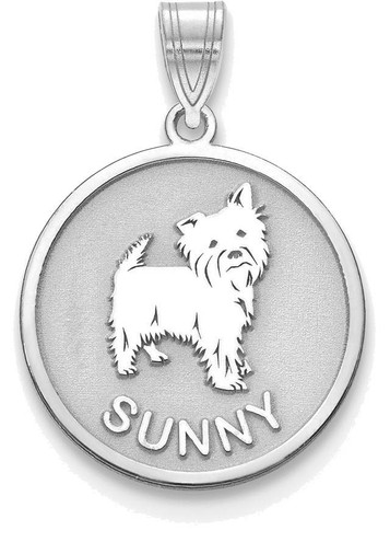 Image of Sterling Silver Rhodium-plated Personalized Dog Pendant