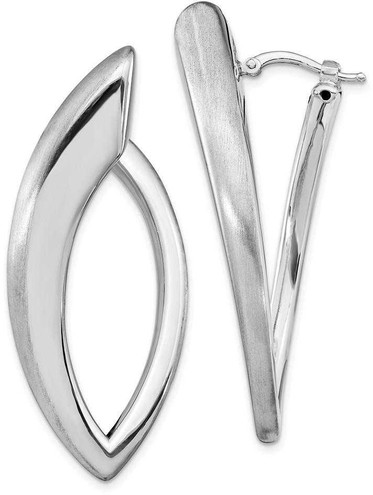 Image of 50.2mm Sterling Silver Rhodium-Plated Polished & Brushed Hoop Earrings QLE1284 Image of 50.2mm Sterling Silver Rhodium-Plated Polished & Brushed Hoop Earrings QLE1284