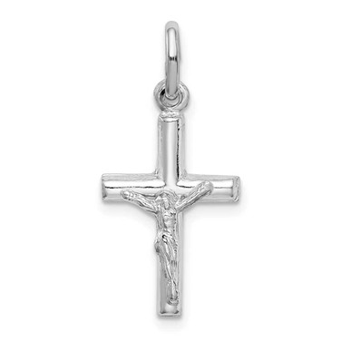 Image of Sterling Silver Rhodium-plated Polished Crucifix Cross Pendant QC9705