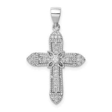 Image of Sterling Silver Rhodium-plated Polished CZ Passion Cross Pendant Image of Sterling Silver Rhodium-plated Polished CZ Passion Cross Pendant