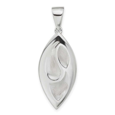Image of Sterling Silver Rhodium-plated Polished/Sand Matte Leaf Pendant