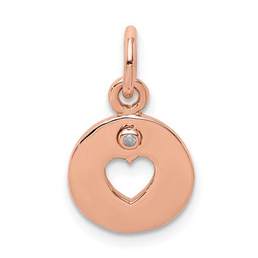 Image of Sterling Silver Rhodium-plated Rose-tone & Diamond Open Heart Pendant