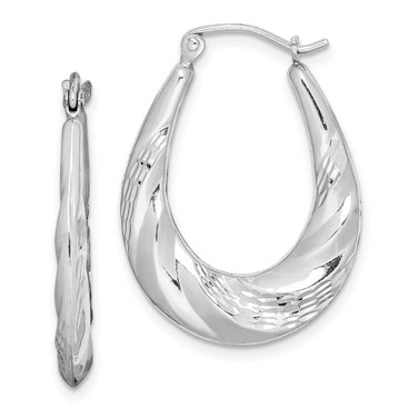 Image of 24mm Sterling Silver Rhodium-Plated Shiny-Cut Scalloped Hoop Earrings QE8362