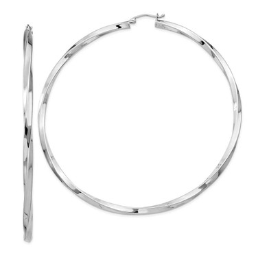 Image of 83mm Sterling Silver Rhodium-Plated Twisted Hoop Earrings QE4594