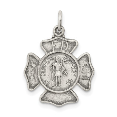 Sterling Silver Saint Florian Badge Medal Charm QC3590