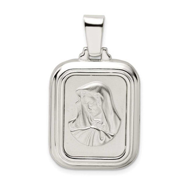 Image of Sterling Silver Satin & Polished Mary w/ Hail Mary Prayer Pendant