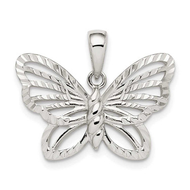 Image of Sterling Silver Shiny-cut Butterfly Pendant QC9539