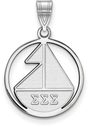 Image of Sterling Silver Sigma Sigma Sigma Small Circle Pendant by LogoArt (SS041SSS)