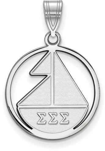 Sterling Silver Sigma Sigma Sigma Small Circle Pendant by LogoArt (SS041SSS)