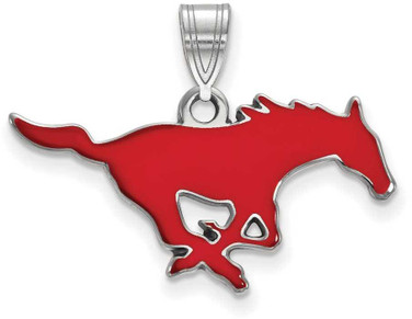 Image of Sterling Silver Southern Methodist University Medium Enamel Pendant by LogoArt
